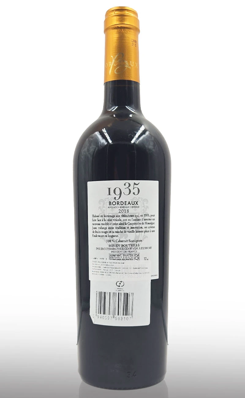 Vin rosu sec, Bordeaux Cabernet Sauvignon 1935